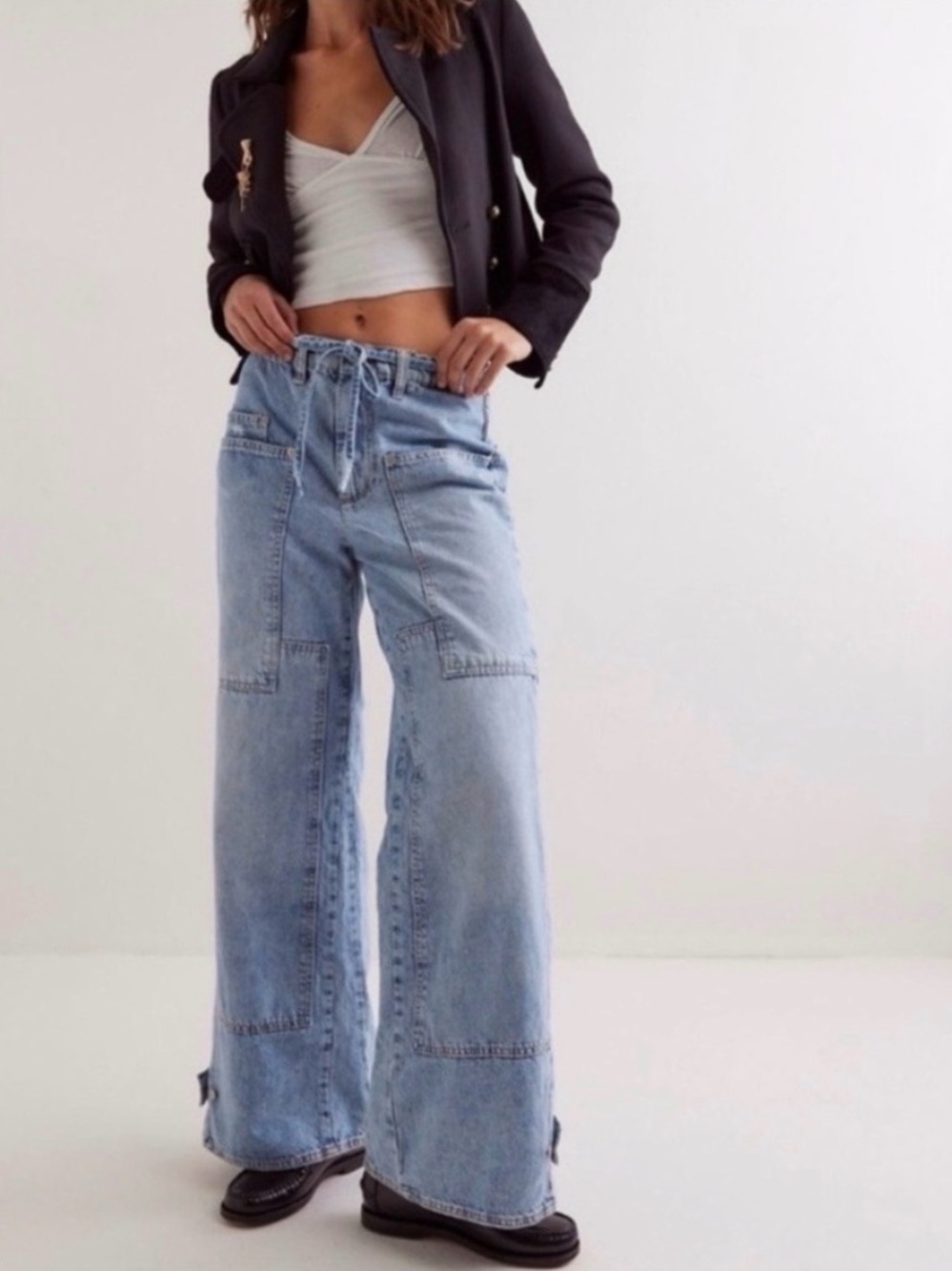 Free people we the free crvy outlaw wide-leg jeans size XS